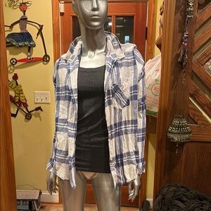 Rails Blue and White Plaid Button-Up Shirt